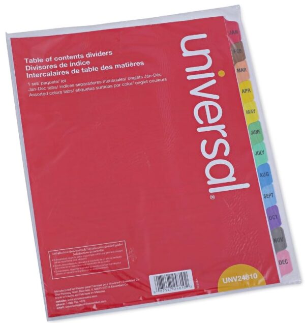 Divisores de Índice, colores surtidos, 12 pestañas 24810- Universal
