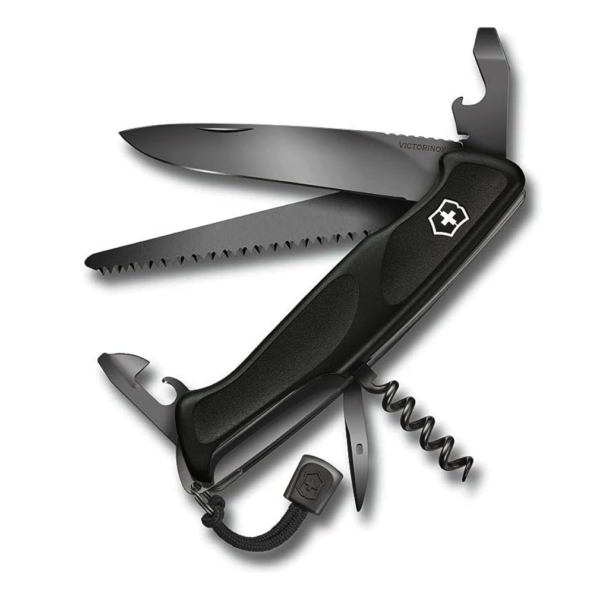 Herramienta Multifuncional Ranger 55 Grip de 12 Funciones, Escariador y Punzón, Sacacorchos Negro - Victorinox 