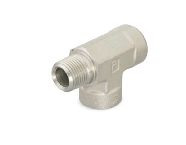 Adaptador Tee Acero Inox 316, Hembra NPTF 1/4" x Macho NPTF 1/4" Lateral x Hembra NPTF 1/4" - Parker