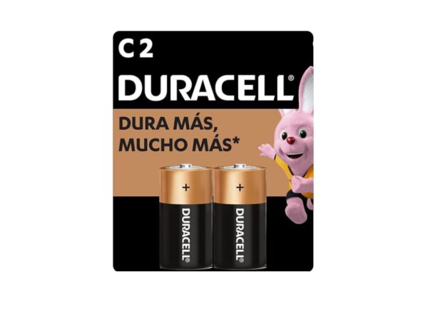 Baterías C Alcalinas Larga Duración 1.5V, Paq/2 Pzs - Duracell