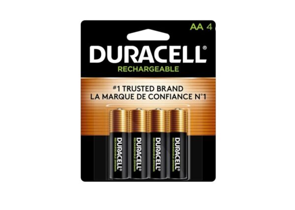 Baterías Recargables AA NiMH, Alta Cap de Carga 2500mAh 1.2V, Paq/4 AA (Pre-Cargadas) - Duracell