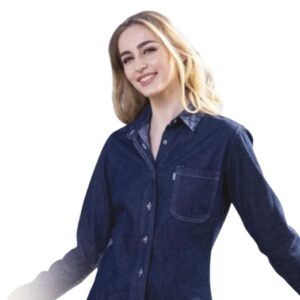 Blusa Casual Manga Larga Mezclilla 7.5 Oz, Azul Stone, Talla XXL - Unitam