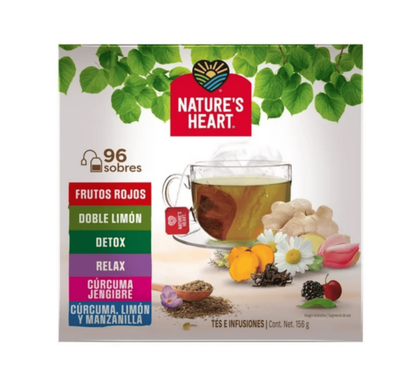 Tés e Infusiones Nature's Heart Varios Sabores 96 pzas - Nature's Heart