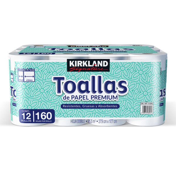 Toallas de Papel 12/160 Hojas Kirkland Signature