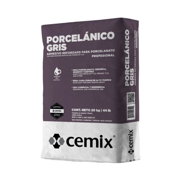 Adhesivo Porcelanato Gris, 20 Kg - Cemix